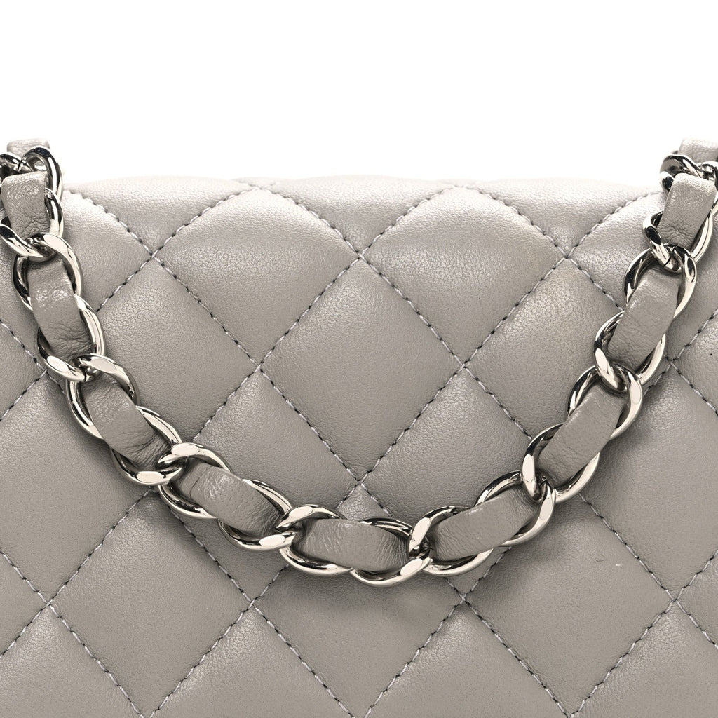 Lambskin Quilted Mini Square Flap Grey