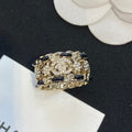 Chanel Black Leather Star Ring