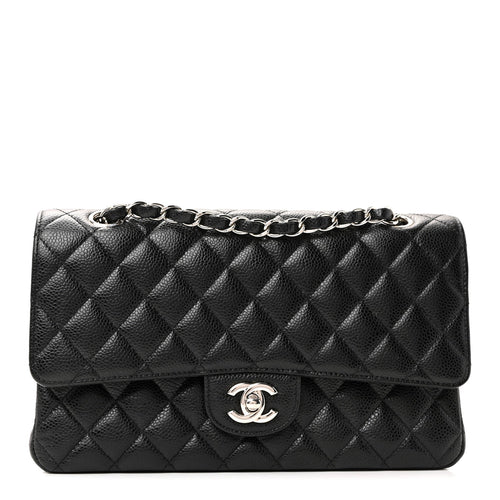 Caviar Quilted Medium Double Flap Black